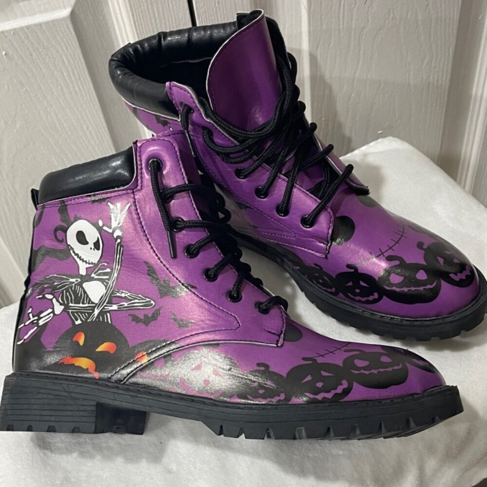 COMBAT BOOTS NIGHTMARE BEFORE CHRISTMAS SZ 7.5 JACK SKELLINGTON KAWAII SCARY - Picture 7 of 7